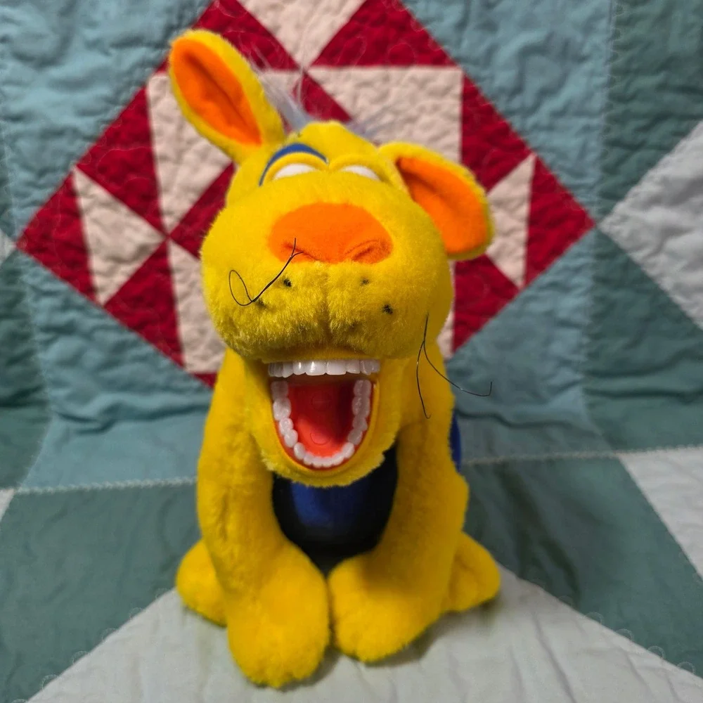 Star Smilez Yellow Dog Plush Dental Hygiene Puppet Blue Spots 10